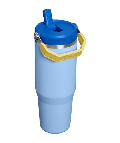 Image of STANLEY IceFlow 2.0 Flip Straw Tumbler with Handle 30 oz | Twist On Lid and Flip Up Straw | Leak Resistant Water Bottle | Insulated Stainless Steel | BPA-Free | Cornflower Admiral Blue
