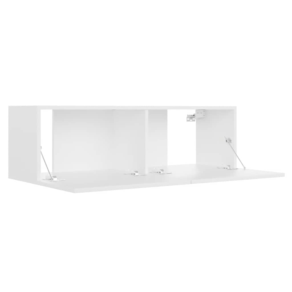 3-TLG. TV-Schrank-Set Weiß, Holzwerkstoff, Wandmontage, Modernes Media-Center für Wohnzimmer, Schlafzimmer, 100x30x30 cm