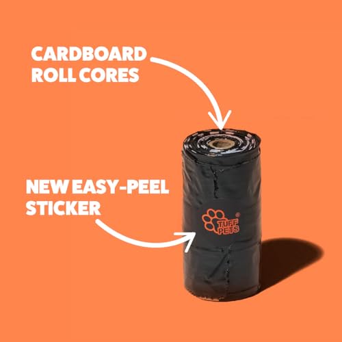 Tuff Pets - Dog Poop Bags Rolls With Tie Handles - 16 Rolls of Biodegradable Poo Bags - Fits in any Dogs Poo Bag Dispenser or Holder - 50% Stronger Than Average Doggy Waste Bags
