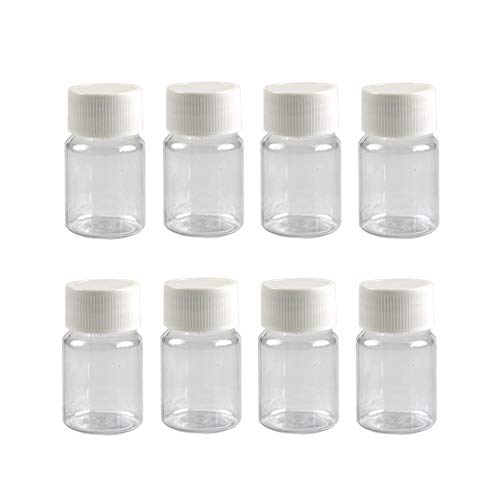 12 PCS 15 ML 0.5 OZ Plastic Clear Bottles Empty Container with White Screw Cap Solid Powder Case Refillable Storage Holder Sample Jar for Dispense Different Items