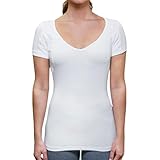 Thompson Tee Sweat Pads Slim Fit Deep V-Neck, Rayon from Bamboo, White, Medium