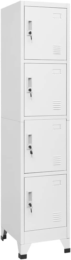 Metal Locker,Industrial Metal Locker Cabinet, 4 Compartments, Lockable Door & Name Card Holder, 38x45x180 cm, Durable Storage Solution for Gym, Office, Home, Secure Organization