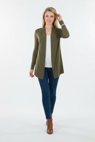 Image of ToBeInStyle Womens Open Front Long Sleeve Lightweight Asymmetrical Draped Cardigan with Side Pockets