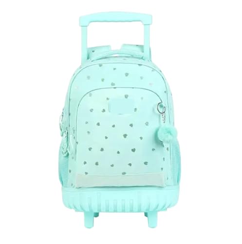 Sac à dos roulettes filles vert pour éviter le mal de dos à l'école