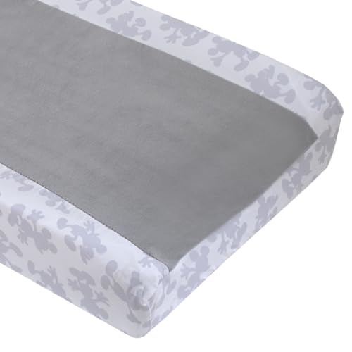 Image of NoJo Disney Mighty Mickey Mouse Grey and White Super Soft Changing Pad Cover