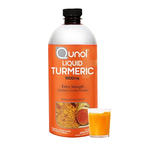 Qunol Liquid Turmeric Curcumin with Black Pepper 1000 Milligram Supports Healthy Inflammation Response and Joint Support Dietary Supplement Extra Strength 60 Servings 30.4 fl oz (pack of 1)