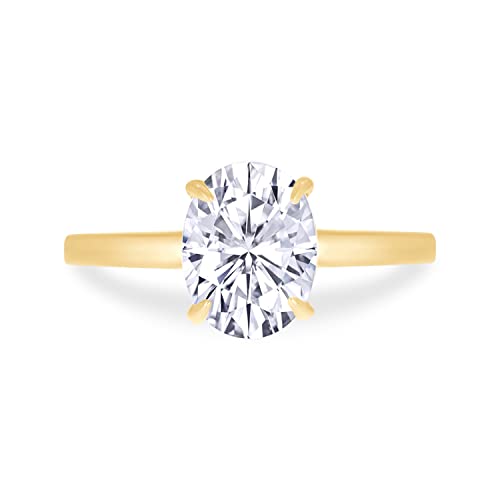 SAVEARTH DIAMONDS Oval Lab Created Moissanite And Lab Grown Diamond Solitaire Engagement Ring For Women In 14k Gold Plated 925 Sterling Silver (1.30 CT To 2.50 CT), Gift For Her2
