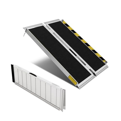 Image of 4FT Portable Wheelchair Ramp, Folding Non-Slip Aluminum Ramp for Home