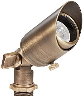 Lumen Logic Cast Brass 12V Mini Outdoor Spotlight (Bronze) with 2W 2700K MR8 LED Bulb