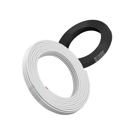 Cable eléctrico 1,3mm² 2×10M, cable flexible Negro Blanco, cable de cobre estañado libre de oxígeno resistente a alta temperatura 600V para batería de automóvil, lámpara, panel solar (16AWG/2-10M).