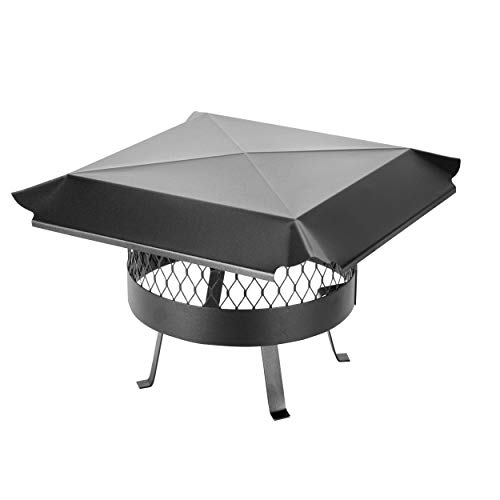 Round Slip-In Chimney Cover - 14-Inch Diameter Galvanized Steel Chimney Cap, Single Flue Chimney Cover, Chimney Vent Cap with 3/4" Metal Mesh, Black Powder Coated Chimney Flue Cover (by Draft King) by Draft King - Image 2