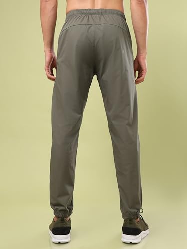 Image of TECHNOSPORT Men Mid Rise Regular Fit Solid Stretchable Joggers, Techno Dry for Regular Use and Sports