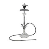 DIAMOND HOOKAH Premium Medium Aluminium RPO3A Shisha Set + 4 x Schlauchset, Wasserpfeife Shisha Edel Komplettset mit 4 Anschlüssen. 18/8 Schliff, Klickanschluss und Diamanten Molassefänger (Grau)