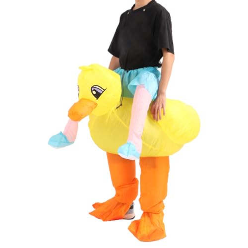 flexman Inflatable Yellow Duck Costume, Breathable Innovative Cartoon Ride On Duck Costume for Outdoors, Corporate Celebrations, Annual Meetings