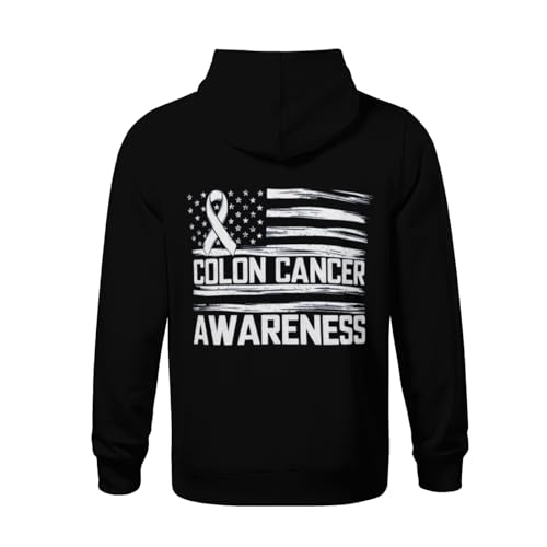 Kids Colon Cancer Awareness Month Retro American Flag Boys Girls Lightweight Kangaroo Pocket Fleece Hoodies3