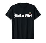 Retro Just A Girl Gothic Blackletter Typography Design T-Shirt