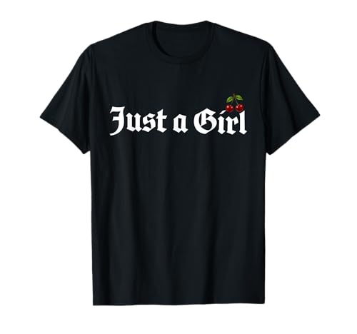Retro Just A Girl Gothic Blackletter Typography Design T-Shirt
