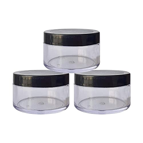 Image of Zenvista 100gm Acrylic Shan Jars, With Very Beautiful Black Lids, for Creams, Face gels & Lip Balms, (Pack of 3)