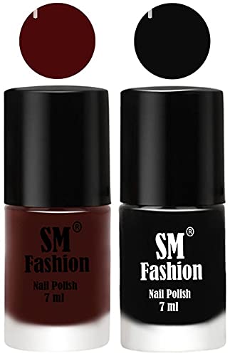 Image of Long Lasting Nail Polish | Nail Paint Combo 7 ml Each) - Set of 2 Wine-Black