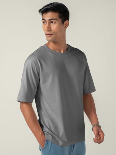 Image of DAMENSCH Statement Solid Oversized T Shirt for Men, Heavyweight, Anti-Pilling, Stylish, Relaxed Fit T Shirt for Men Cotton