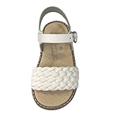 Base de goma ANDANINES Sandalias para niña elegantes para ceremonia de piel BAINCA con hebilla, banda de piel trenzada, Color blanco., 28 EU