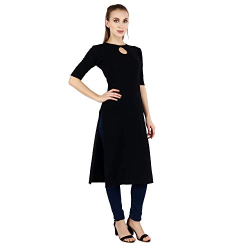 Image of POPWINGS Casual Plain Key Hole streachable Kurti