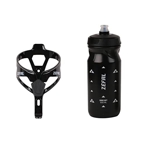 ZEFAL Pack Sense Soft 65 Negro y Pulse B2 Negro – Pack Hidratación con Bidón Bicicleta y Portabotellas - Portabidón Bicicleta con Bidón 650 ml Sin BPA - Negro