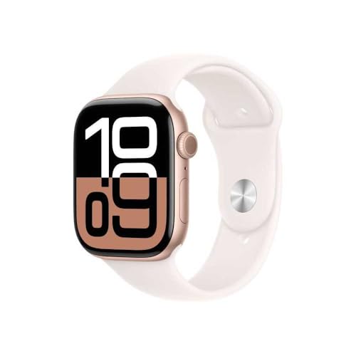Apple Watch Series 10 (GPS 46 mm) Smartwatch mit Aluminiumgehäuse in Roségold und...