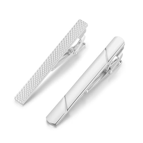 4 Stück Krawattenklammer Herren in Silber, Edelstahl Krawattennadel & Tie Clip Set, Krawattennadeln Für Herren für Hochzeit, Party, Business, Klassisch und Elegant
