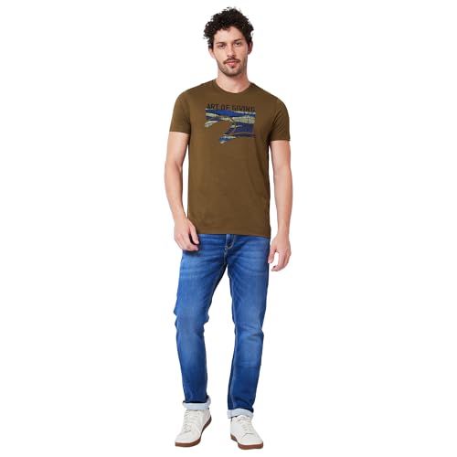 Image of Spykar Men's Slim Fit Round Neck Half Sleeve Solid Casual T-Shirt