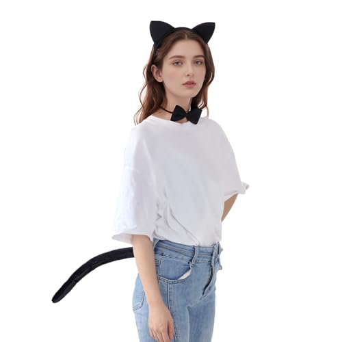 baotongle Katzen Kostüm Set, Katzenohre Katzenschwanz, Katzen Ohren Haarreif Stirnband für Karneval Kostüm Party Dekoration Zubehör (Kätzchen Kostüm)