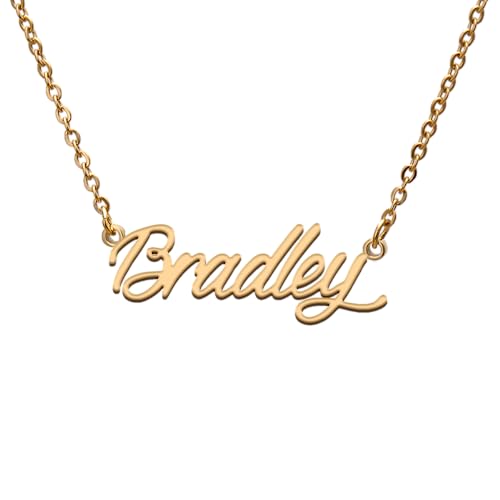 GR859C Bradley Name Tag Necklaces for Her His Friends Familys Relationship Memory Jewelry Gift