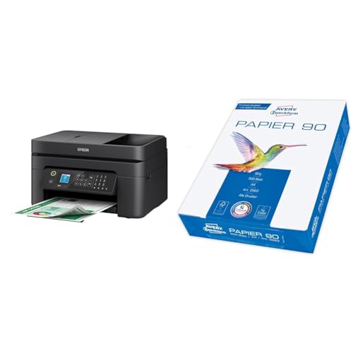 Epson Workforce WF-2960DWF 4-in-1 Tinten-Multifunktionsgerät (Druck & Avery Zweckform 2563 Drucker-/Kopierpapier (500 Blatt, 90 g/m², DIN A4 Papier, hochweiß, für alle Drucker) 1 Pack