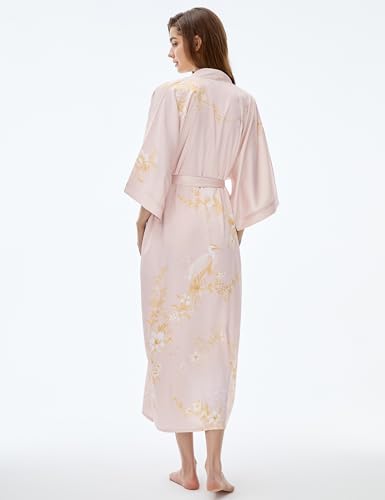 Image of PRODESIGN Kimono Robe for Women - Long Satin Sleepwear Silky Kimono Cover-Up Nightgown Japanese Bathrobe Loungewear Blouse