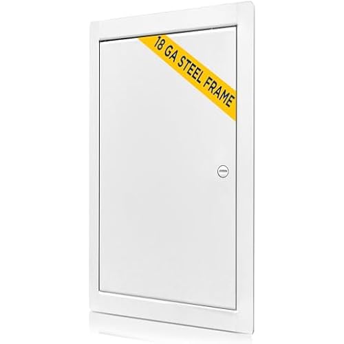 BOZZON Access Panel for Drywall 14 x 29 inch – Metal Door with Screwdriver Latch, 18 GA Steel Frame, Wall Hole Cover, Plumbing Access Door, White