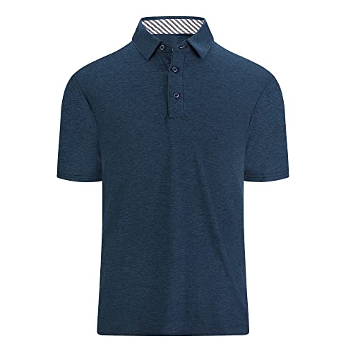 Image of Damipow Premium Golf Shirts for Men Dry Fit Performance Polo Short Sleeve Collared Shirt