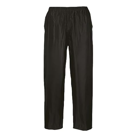 Portwest S441 Men's Waterproof Rain Pants - Lightweight Adjustable Safety Overpants Class 3 Black, Large Cover