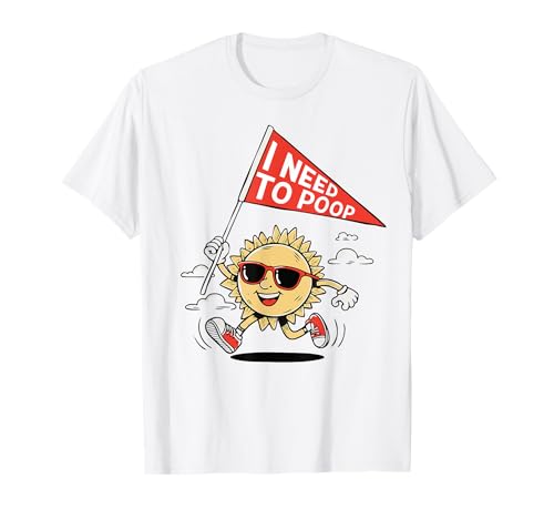 I Need To Poop Funny Retro Cartoon Sun Sarcasm Retro Camiseta