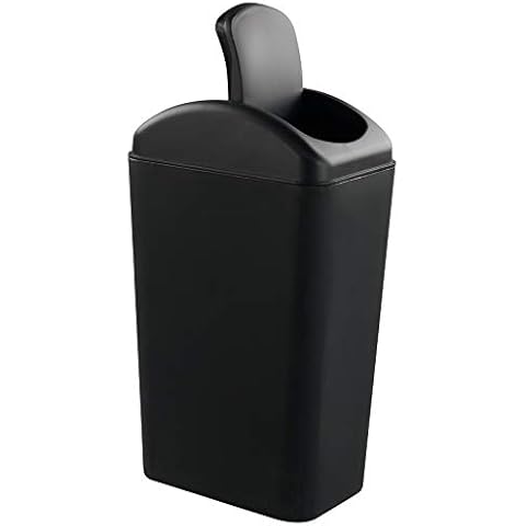 Uumitty 3.5 Gallon Plastic Trash Can, Swing Top Garbage Can, Black, 1 Pack Cover