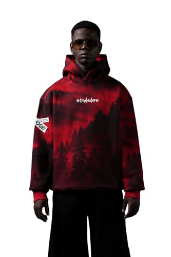ECHOLOPE Oversized Graphic Hoodie Red - Image 2