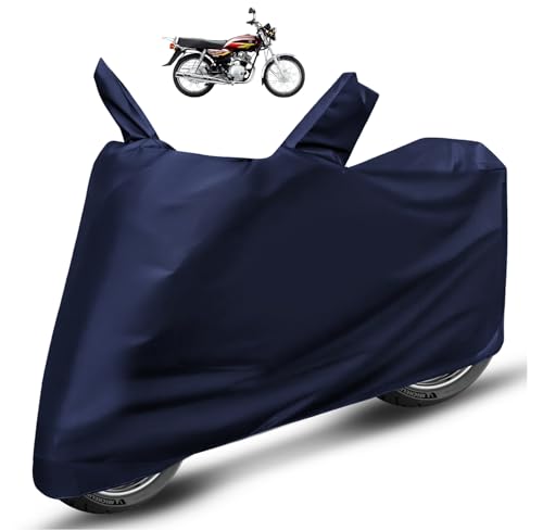 Image of Auto Hub Bike Cover Compatible with Yamaha Crux S with Mirror Pocket, Dustproof, Heat Resistant, Triple Stitched, Crux S Bike Cover- Plain Navy