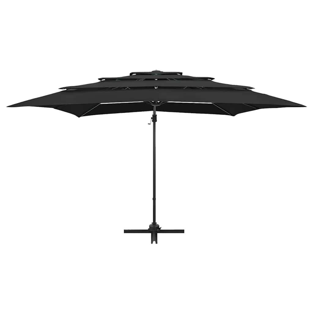 4-poziomowy parasol ogrodowy, czarny aluminium 250x250 cm
