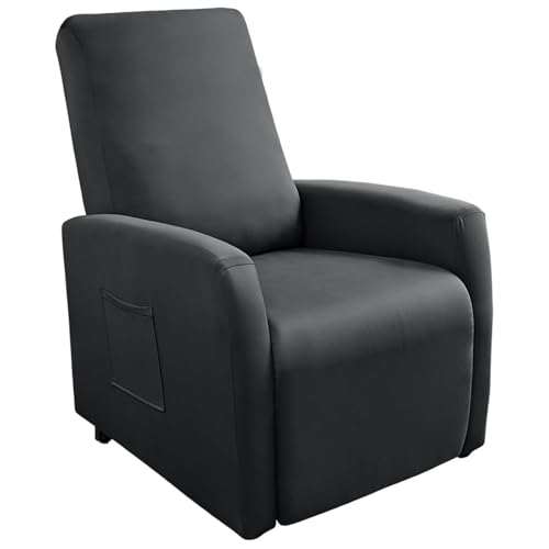 Master Pink Waterproof Small Recliner Chair Covers, 4 Piece Stretch Recliner Slipcovers for Small Recliner, Elastic Lazyboy Covers with Storage Pocket, Machine Washable Sofa Protector (Charcoal Grey)