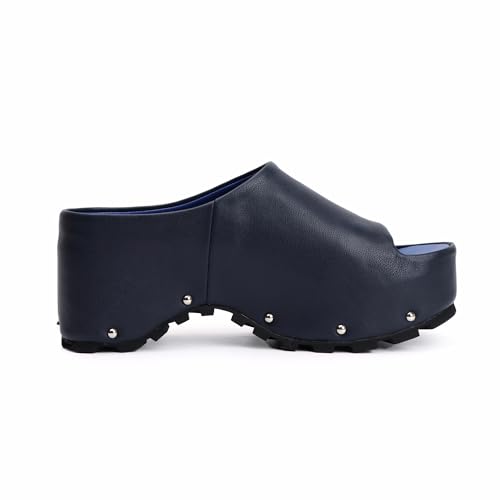 Image of XOBZJH Long-Hair Calfskin Chunky Clog Slide for Women - Memory Foam Luxury Slip on Shoes Women's Mules & Platform Clogs,Designer Mules for Women 2025
