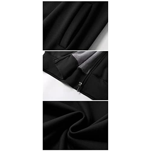 Mens Regular Athletic Full-Zip Sweatshirts Fall Winter Long Sleeve Soft Fleece Jacket Colorfast Comfortable Warm Outerwear (Black,Large)4