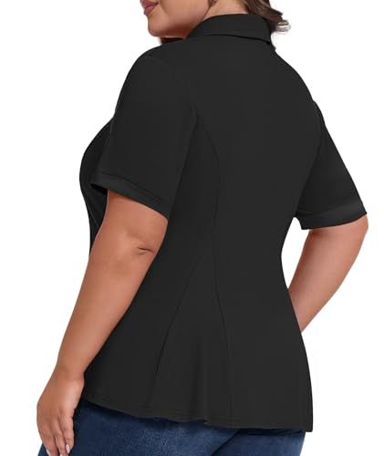 Casei Women's Plus Size Golf Polo Shirts Short Sleeve Collared Tennis Workout Tops Loose Fit UPF 50+2
