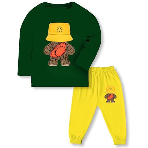 Image of TS LAVI TAVI Trendy Printed Unisex Cotton T-Shirt & Pyjama Set | Full Sleeve Top & Track Pant | Boys & Girls | Pack of 3 | Newborn & Kids