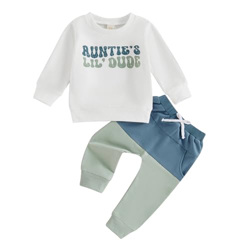 Image of BemeyourBBs Toddler Baby Boy Fall Winter Clothes Funny Letter Long Sleeve Sweatshirt and Pants Set 2 Piece Sweatsuit Outfit