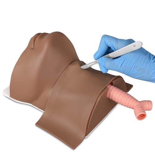 Image of Cricothyrotomy Task Trainer, Cricothyrotomy Simulator Cricothyrotomy and Tracheostomy Trainer - Dark Skin