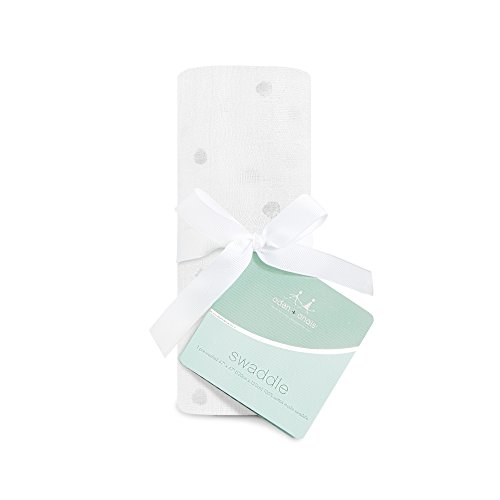 aden + anais Classic Swaddle Baby Blanket, Grey Water Dot